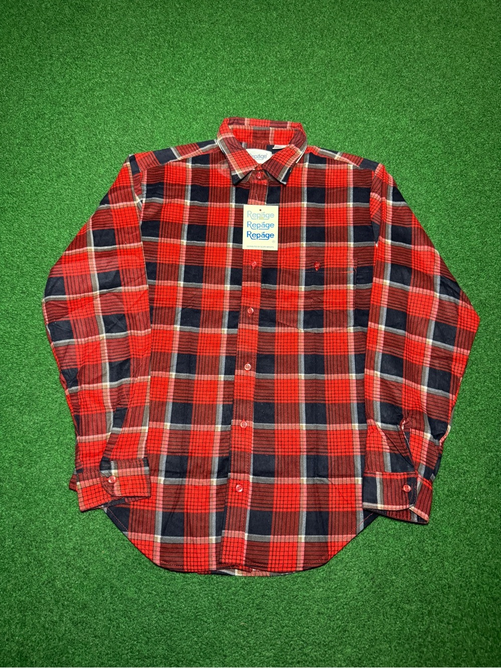 Repage Vintage Flannel Red Button Up 80s 90s NWT Cotton Medium Shirt